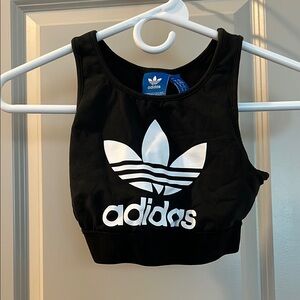 Adidas Black and White Logo Crop Top